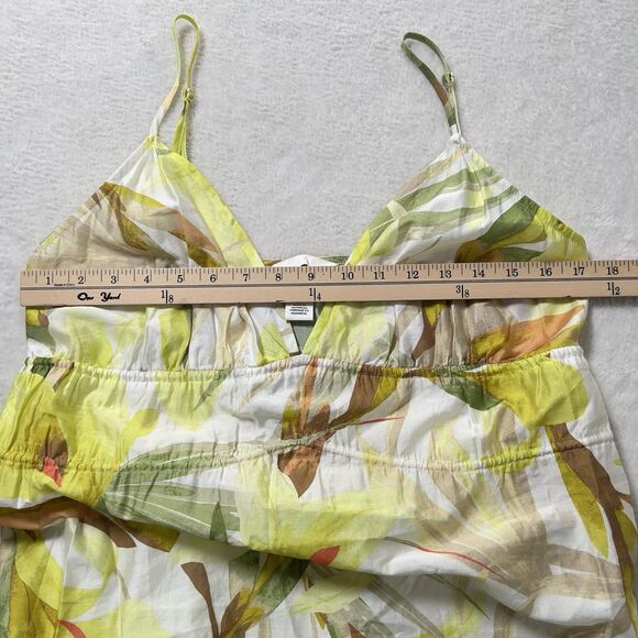 H&M Strappy Midi Dress Womens Sz M Cream Floral Drawstring Detail - Picture 12 of 13